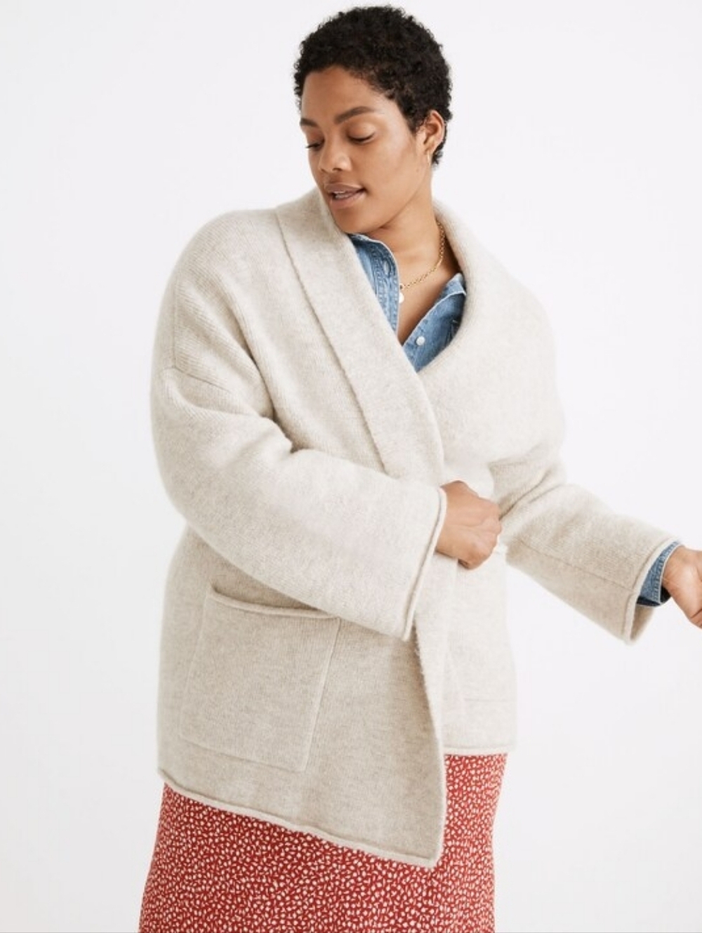 Madewell Beige Mclean Shawl-Collar Cardigan Sweater Wool Alpaca